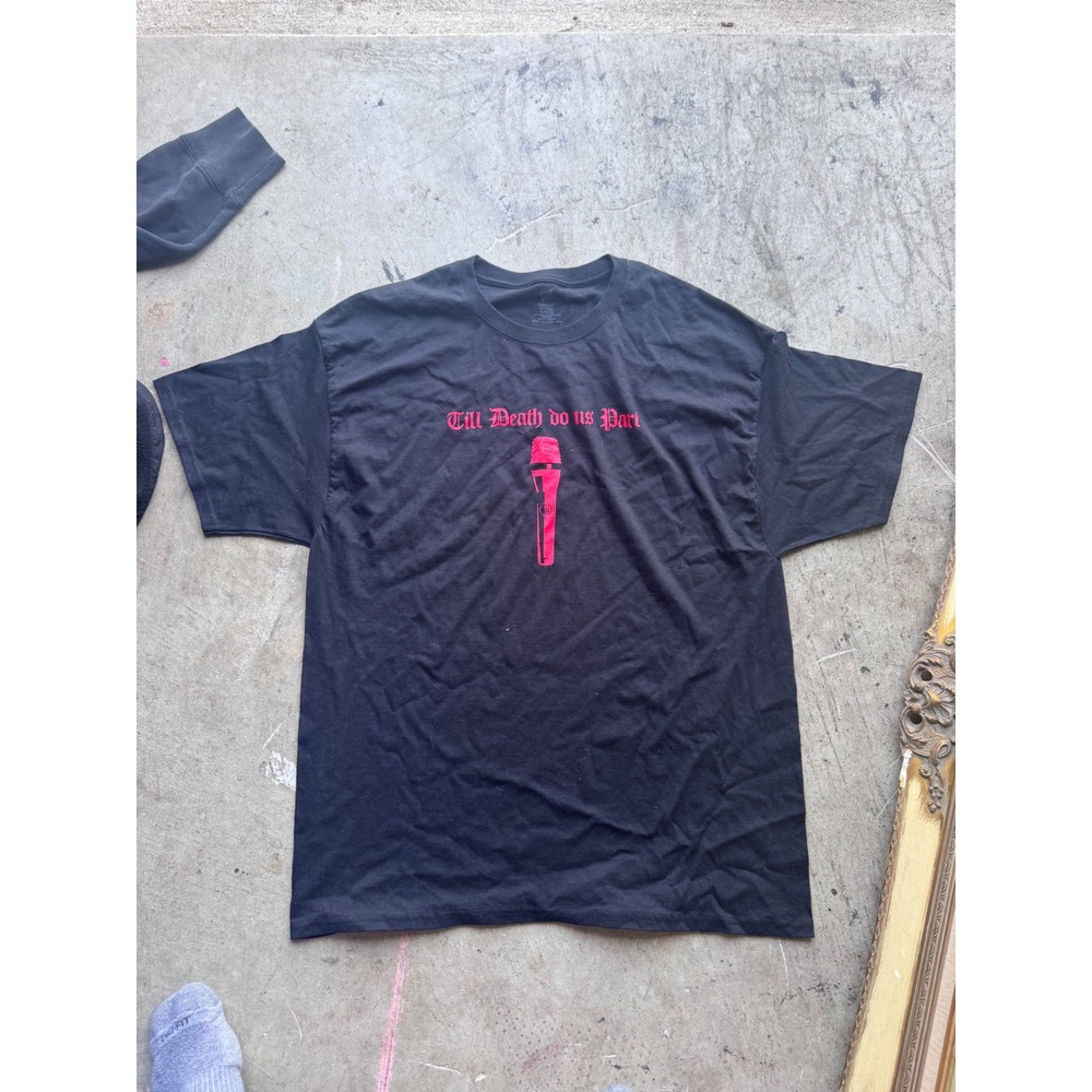 Hanes ComfortSoft Heavyweight Black T-Shirt Till Death Do Us Part Red Graphic XL
